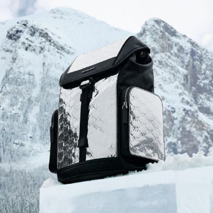 black metallic backpack