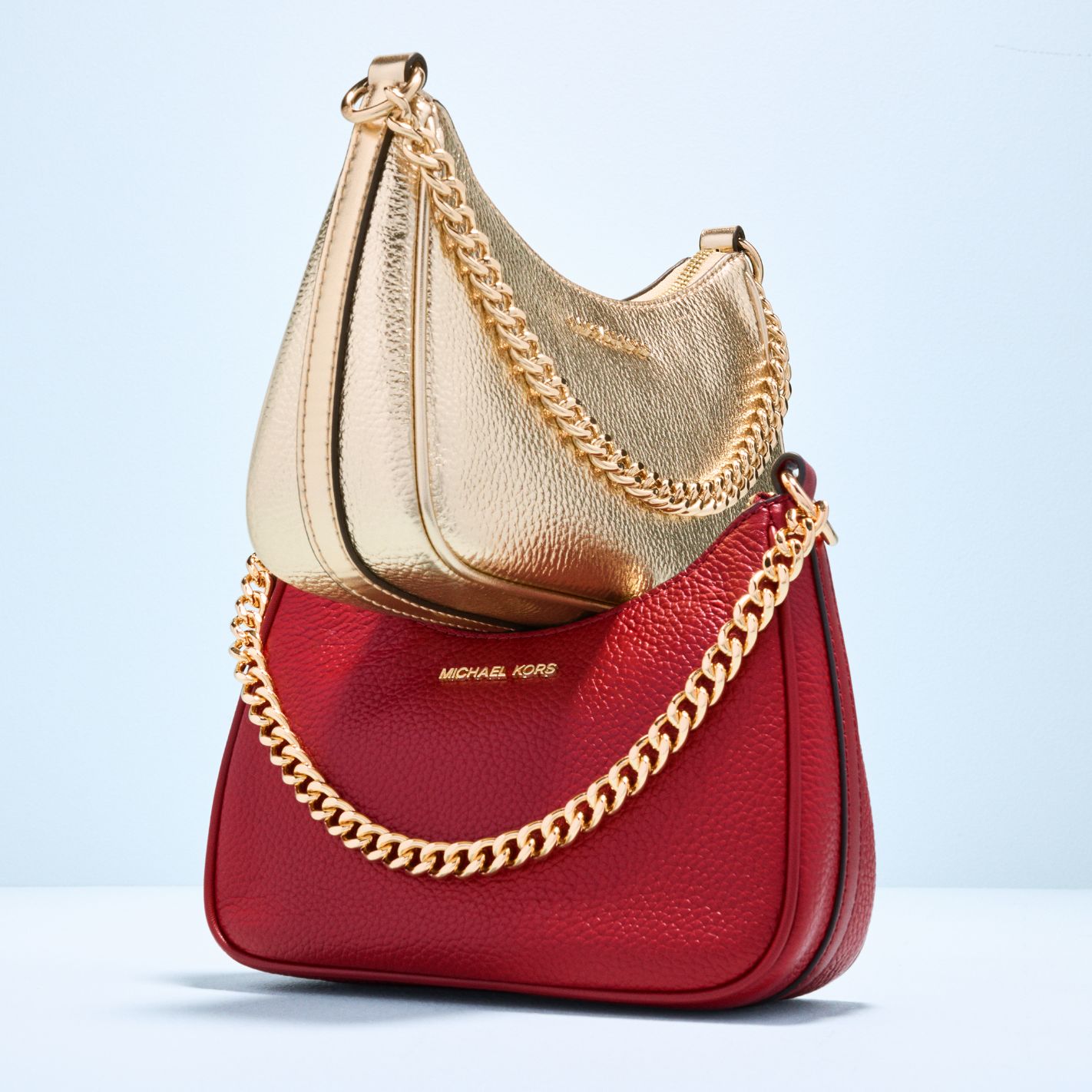 gold and red crossbody bags