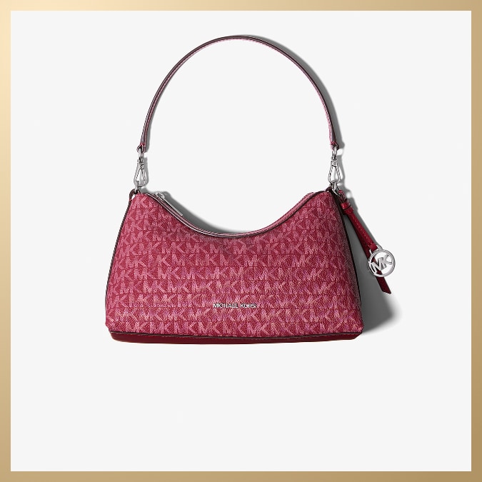red signature print mini bag