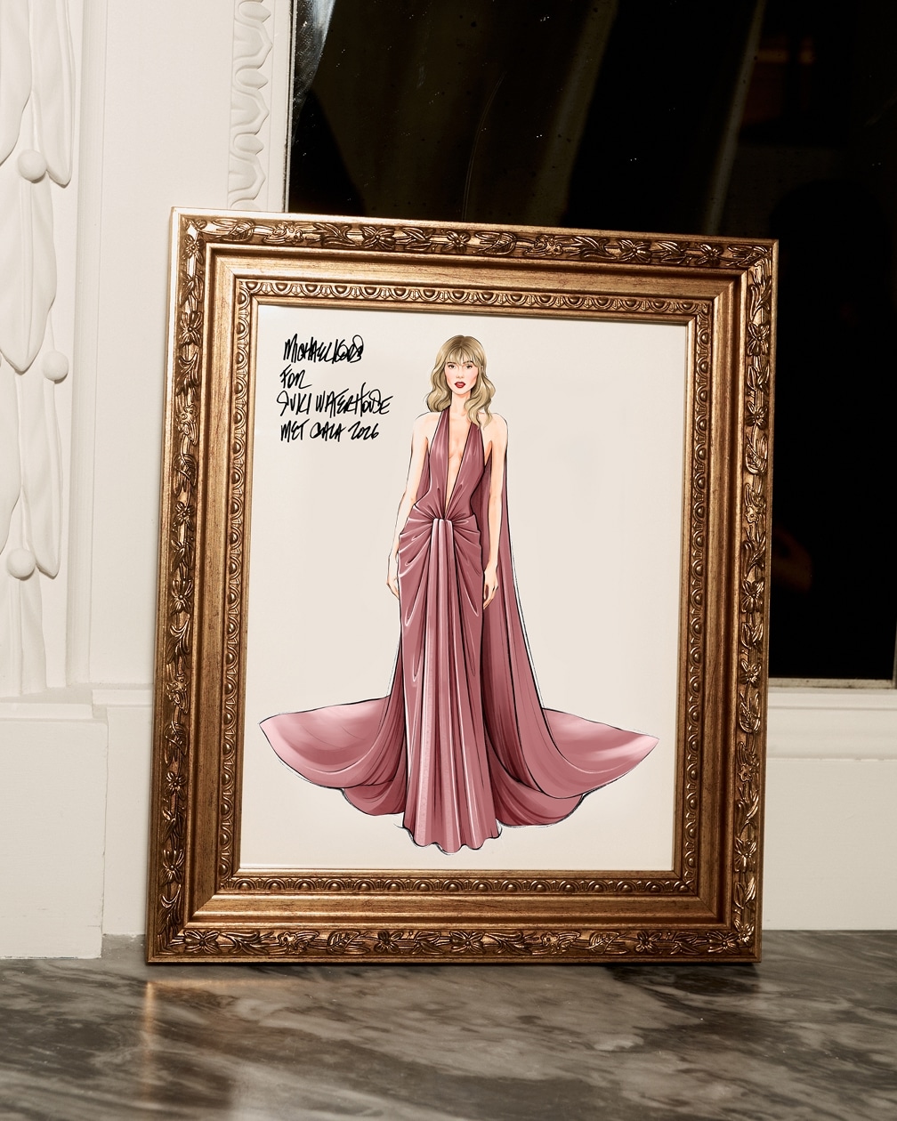croquis sur mesure en jersey couleur goyave