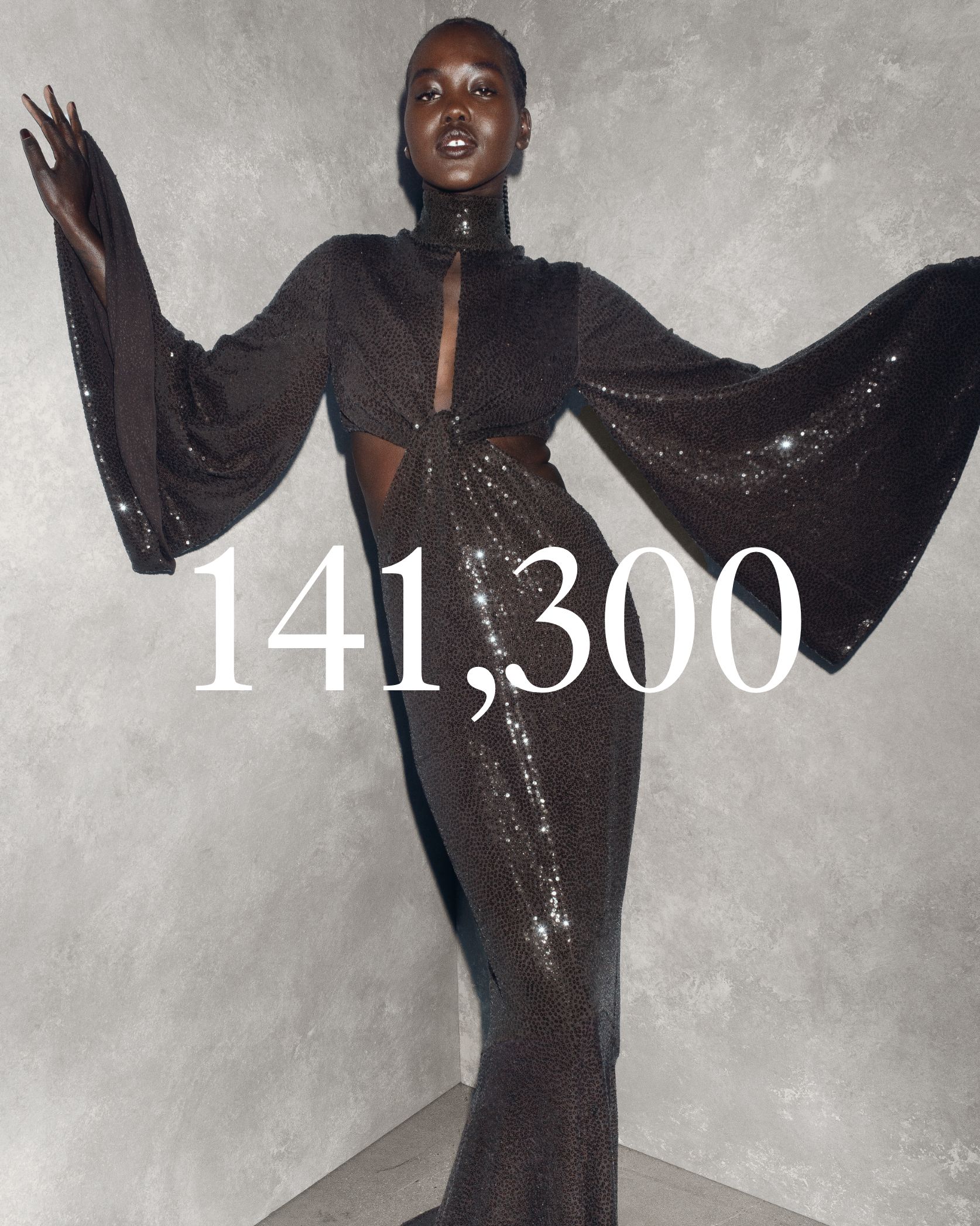 recycled sequins on adut's dress