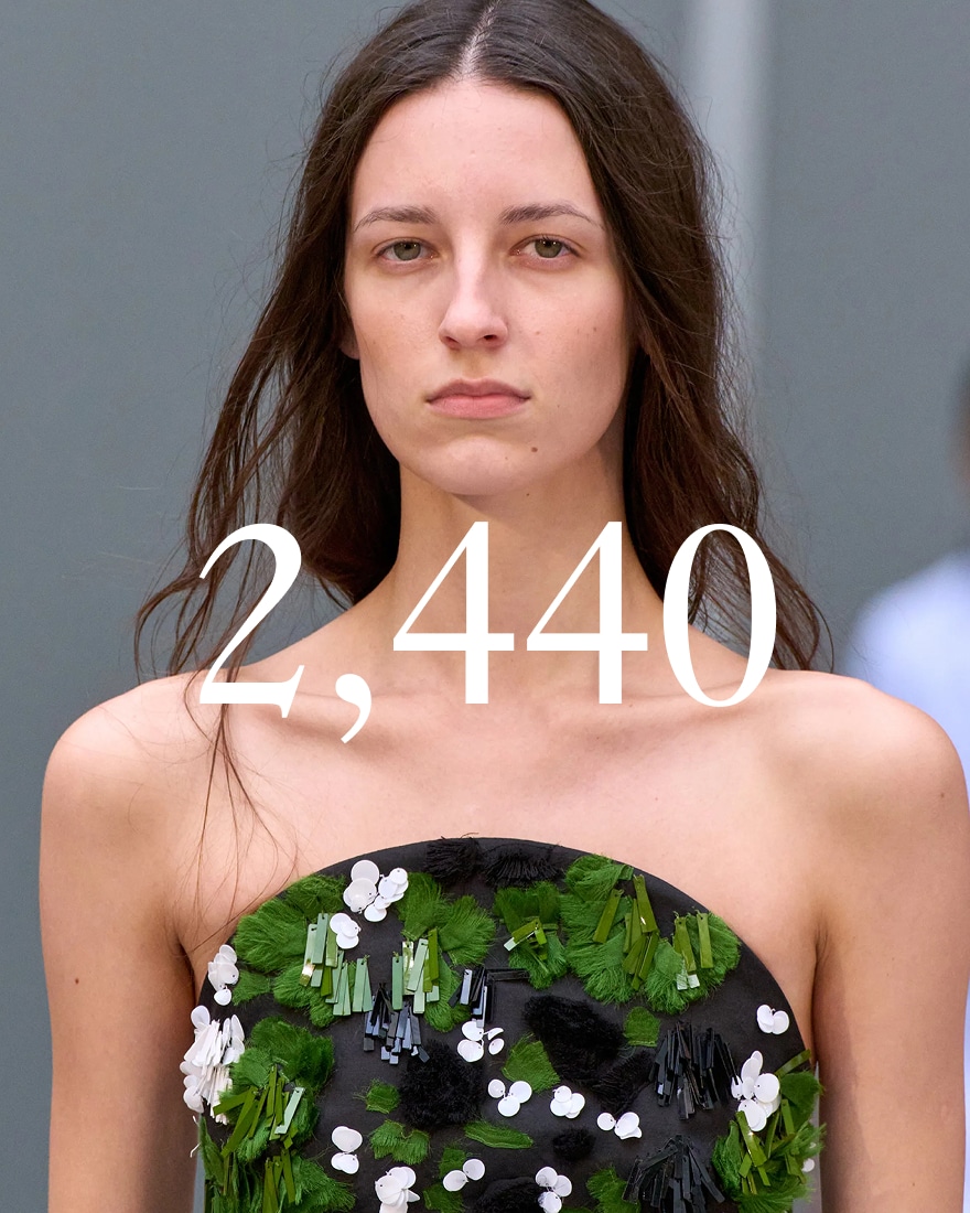 2440 molded sequins hand-stitched on valery&rsquo;s dress