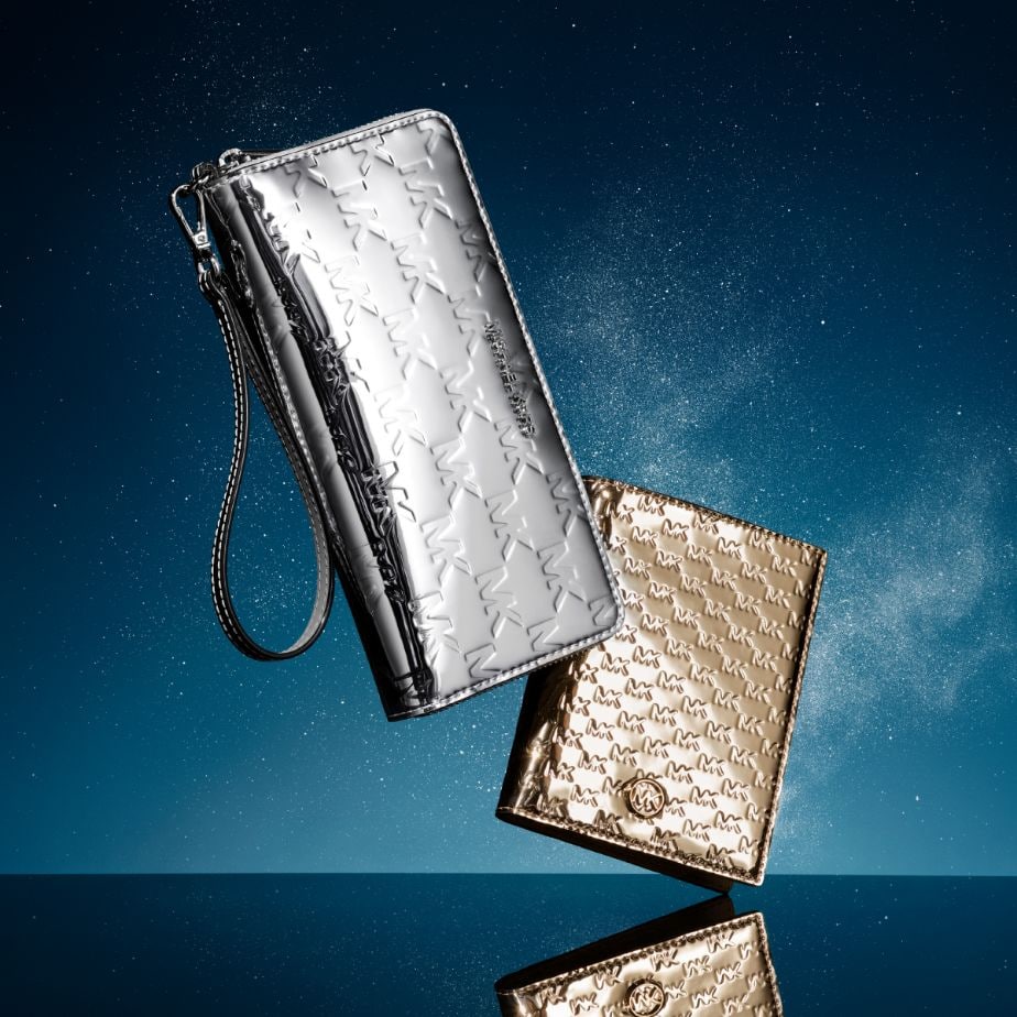 gold and silver metallic wallets