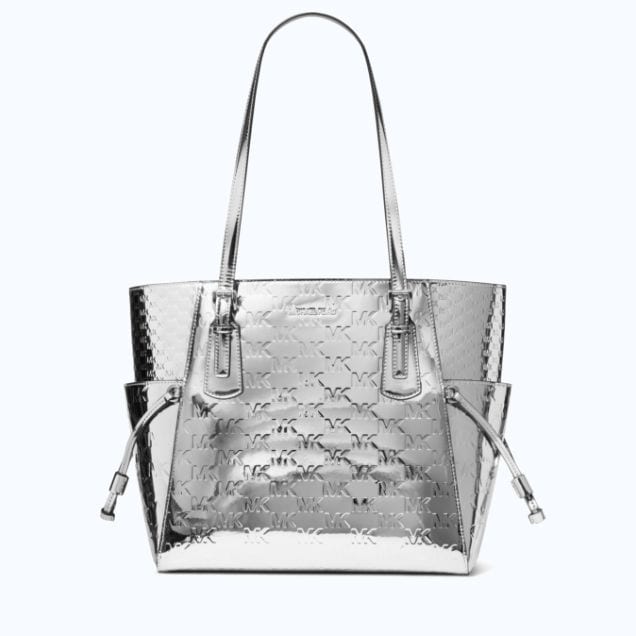 silver tote bag