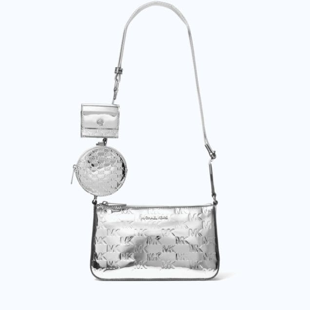 silver shoulder bag