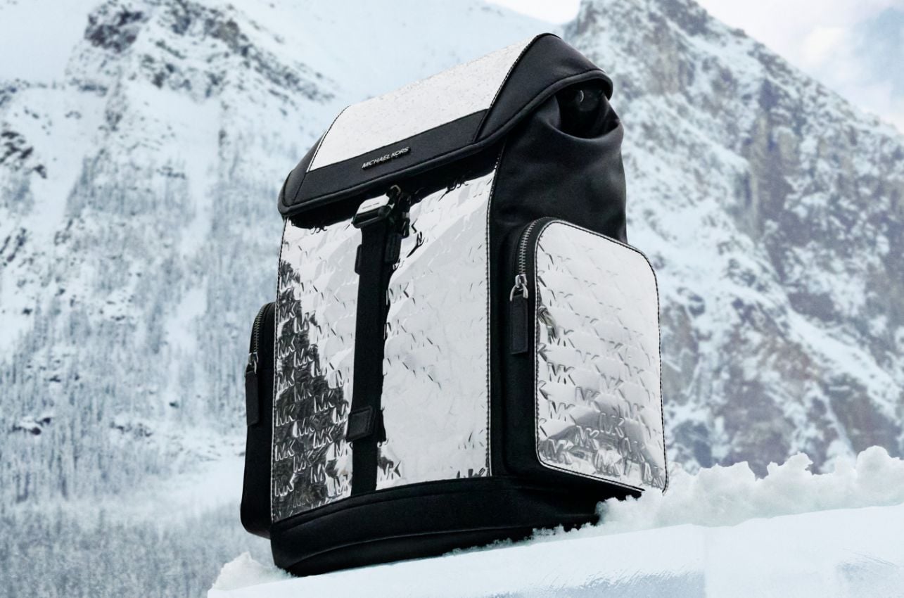 silver and black backpack