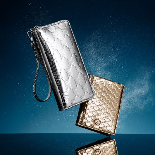 metallic silver wallet and metallic gold wallet