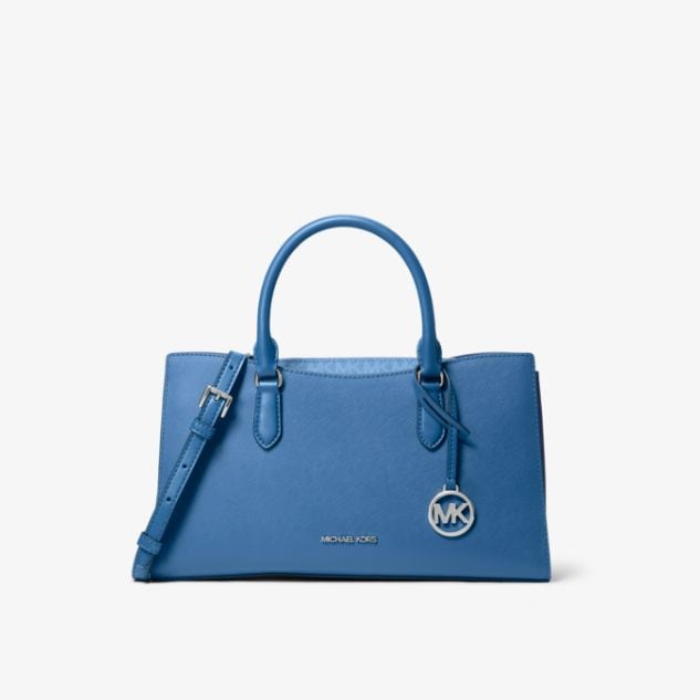 blue satchel bag