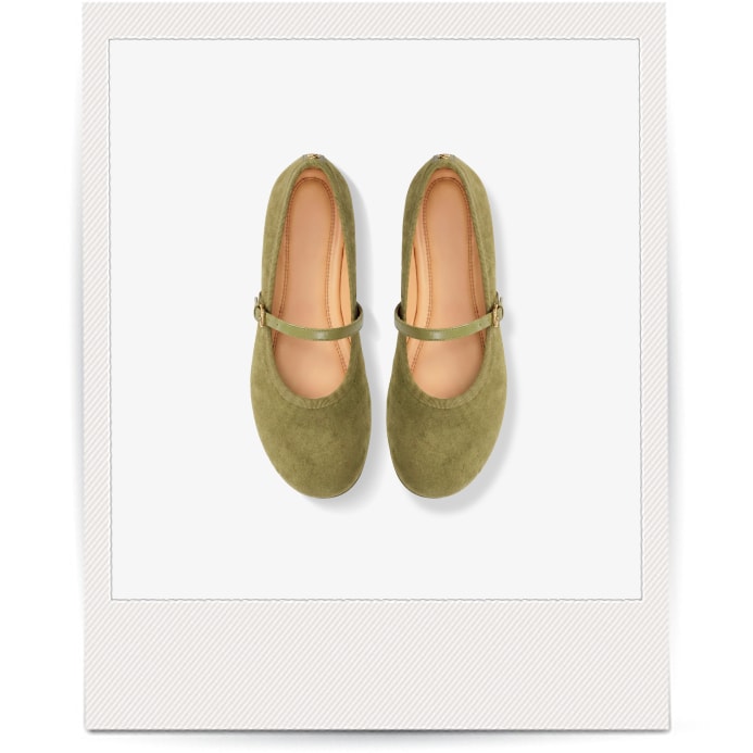 green suede flats