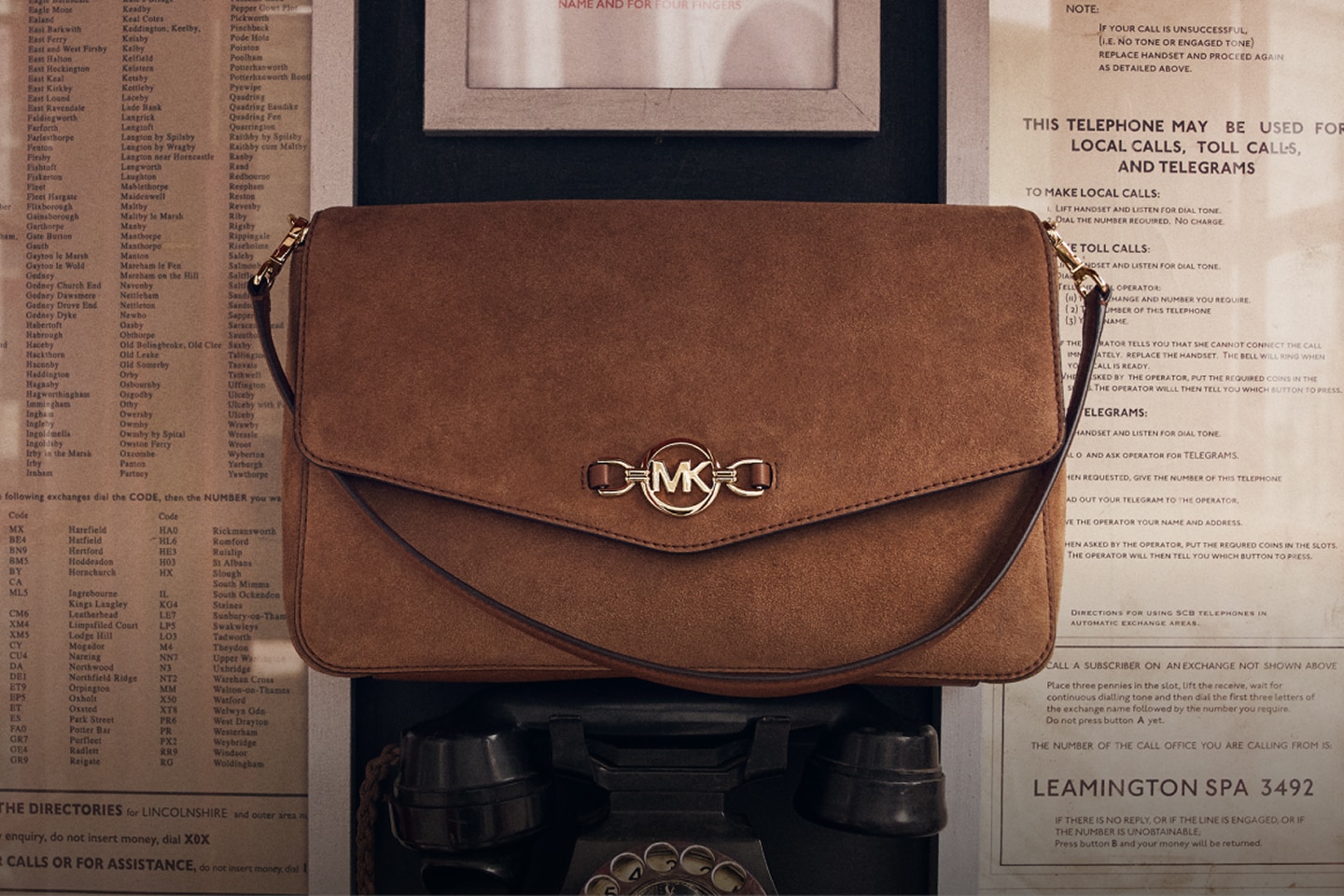 brown suede bag