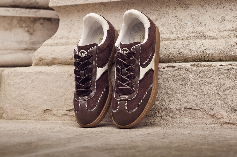brown suede sneakers