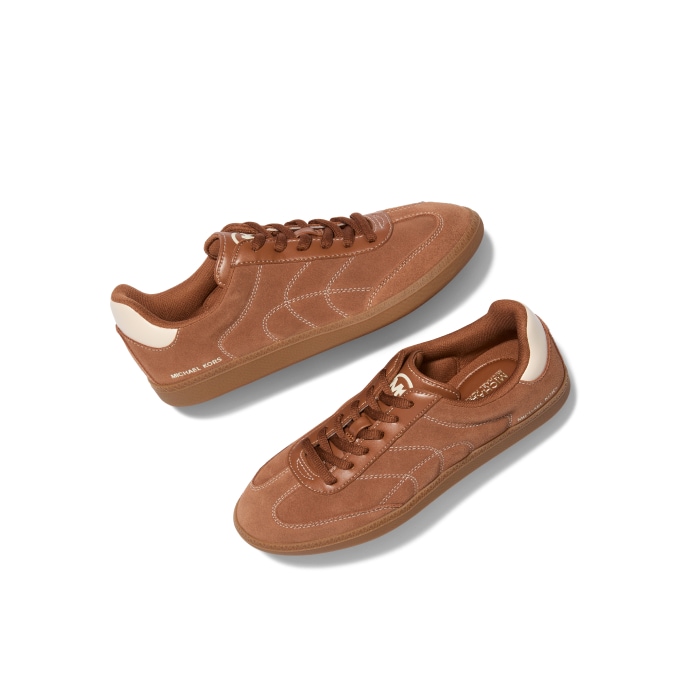 brown suede sneakers