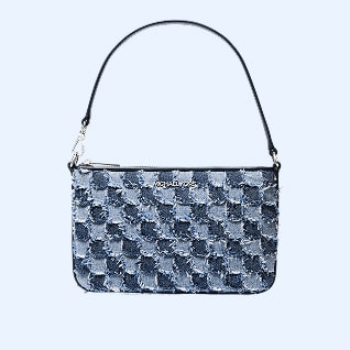 billetera de pulsera de denim a cuadros