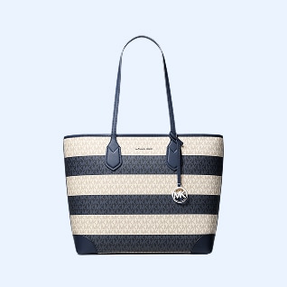 sac fourre-tout ray&eacute; bleu et blanc