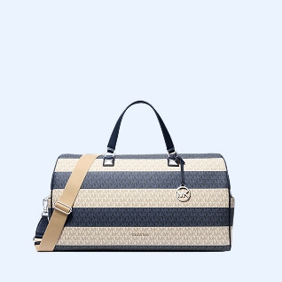 sac de voyage ray&eacute; bleu et blanc