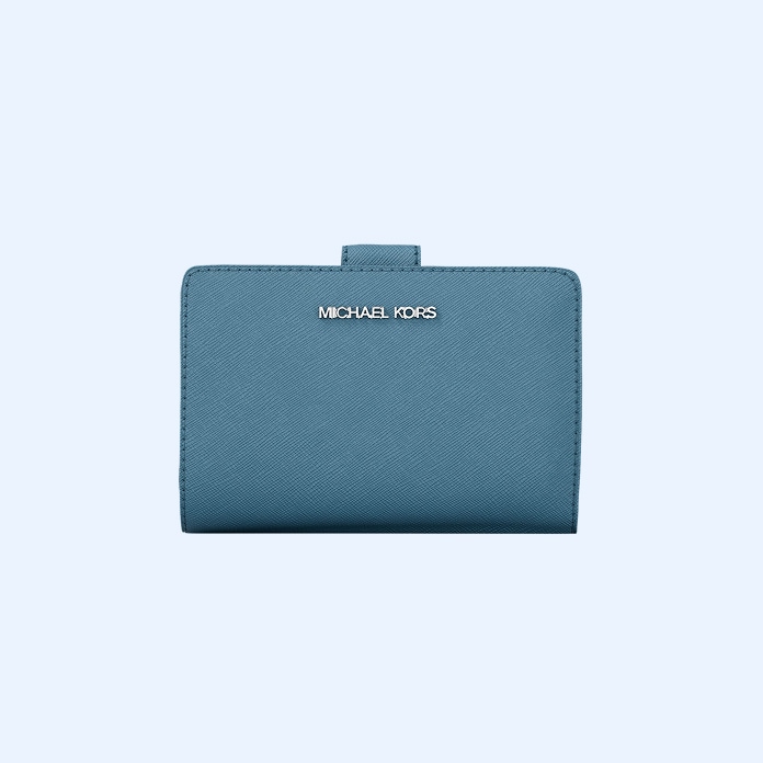 portefeuille &agrave; trois volets bleu