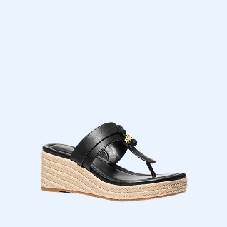 black leather wedge sandal