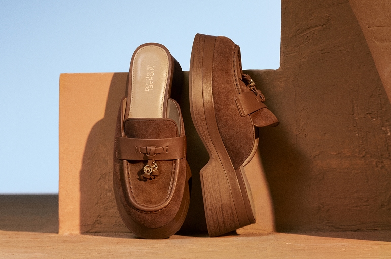 brown suede platform loafers
