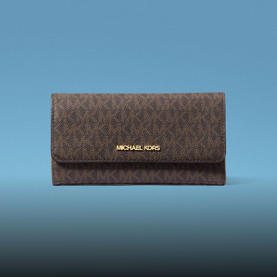 brown leather logo wallet