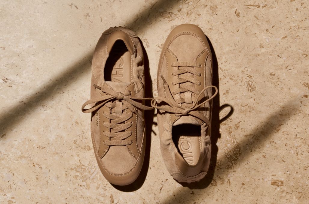 brown suede sneakers