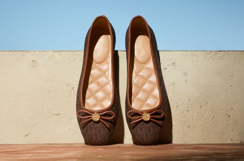 brown logo flats