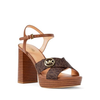 brown logo platform sandal