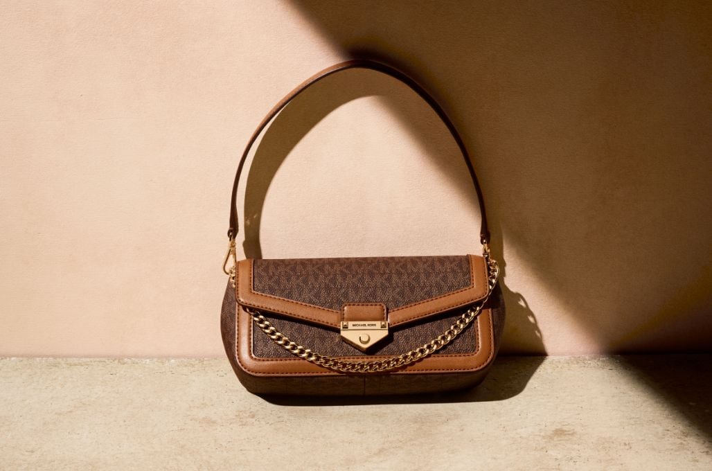 brown logo handbag