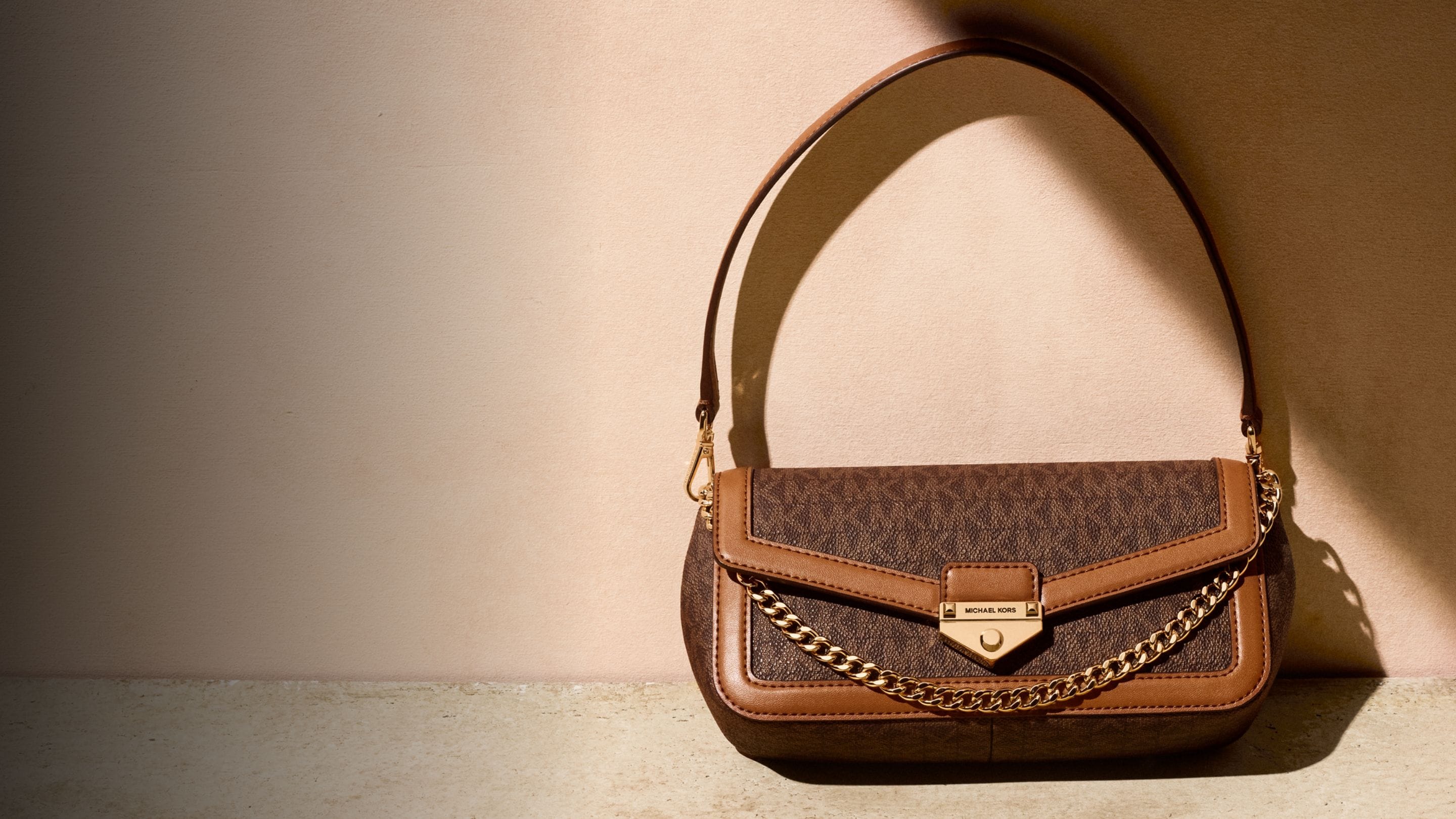 brown signature print mini bag