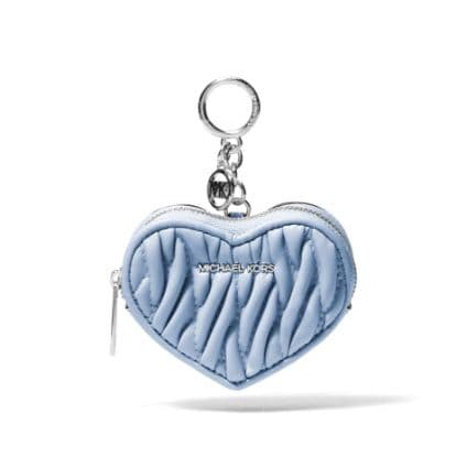 light blue woven heart key charm