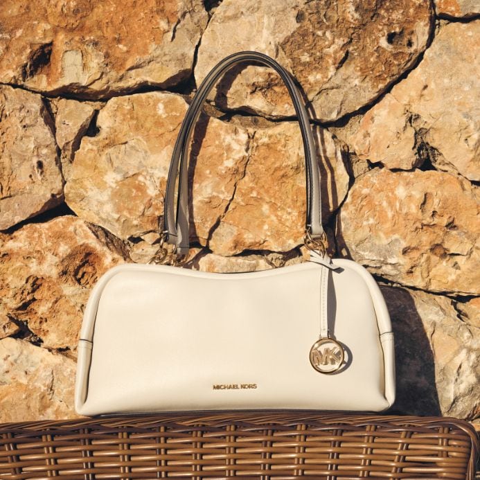 cream leather shoulder bag