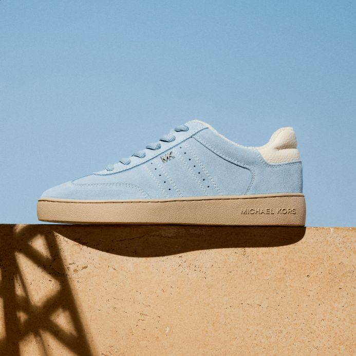 light blue suede sneaker