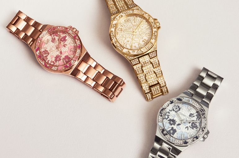 rose gold, gold, and silver watches
