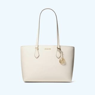 cream leather tote bag