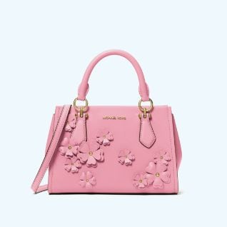 pink floral satchel bag