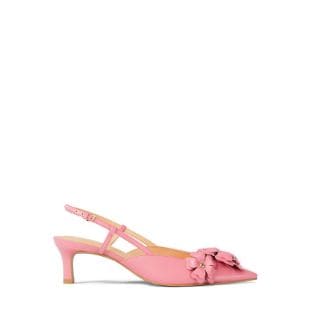 pink floral heeled pump