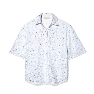 white floral lace shirt