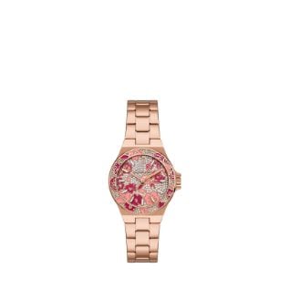 rose gold floral patterned watch