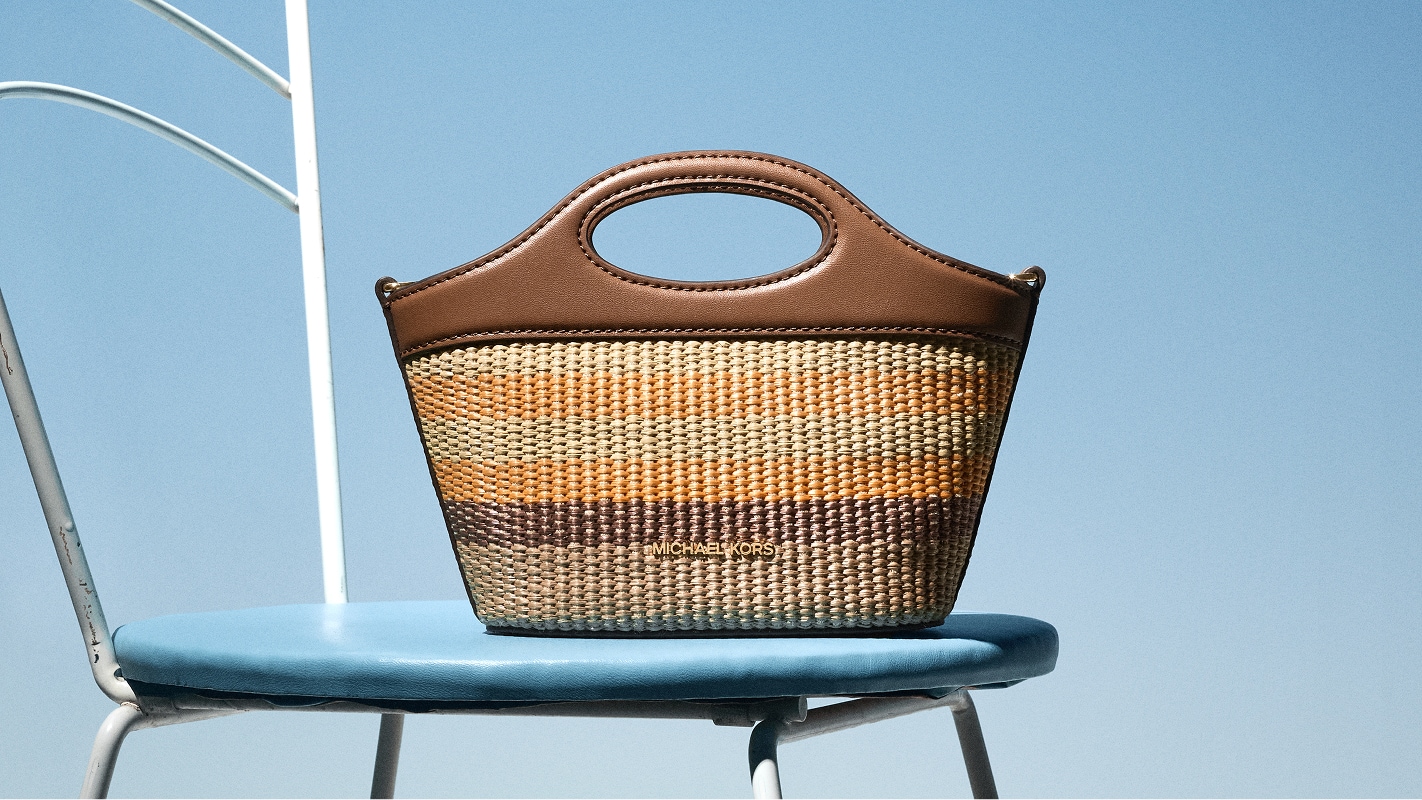 woven handbag on chair