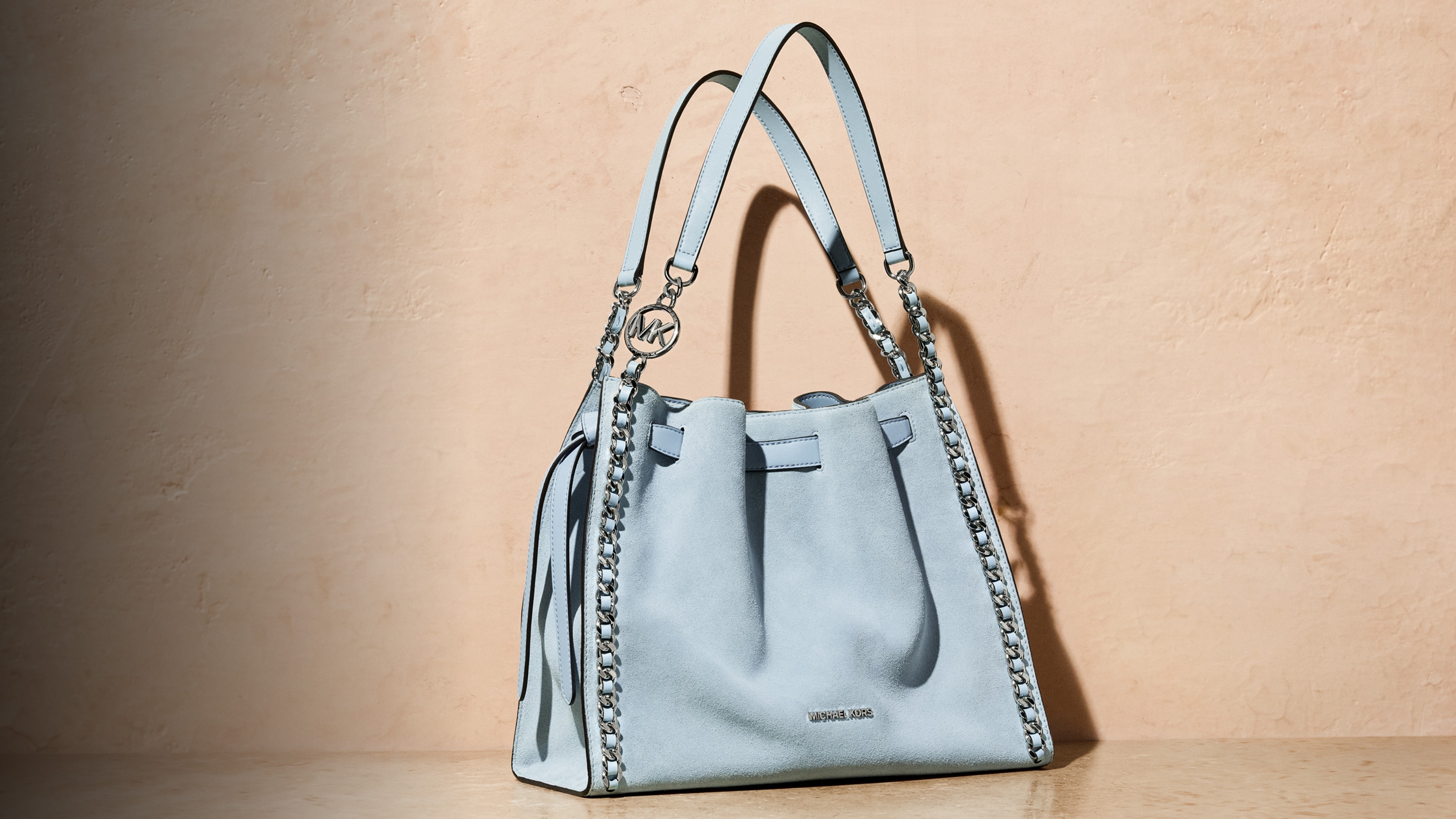 pale blue suede mina handbag
