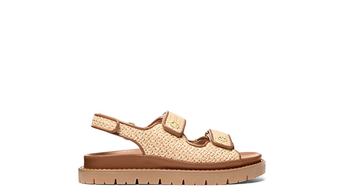 straw sandal with brown accents