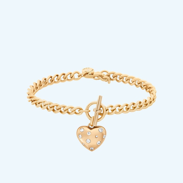 pulsera de coraz&oacute;n en tono dorado