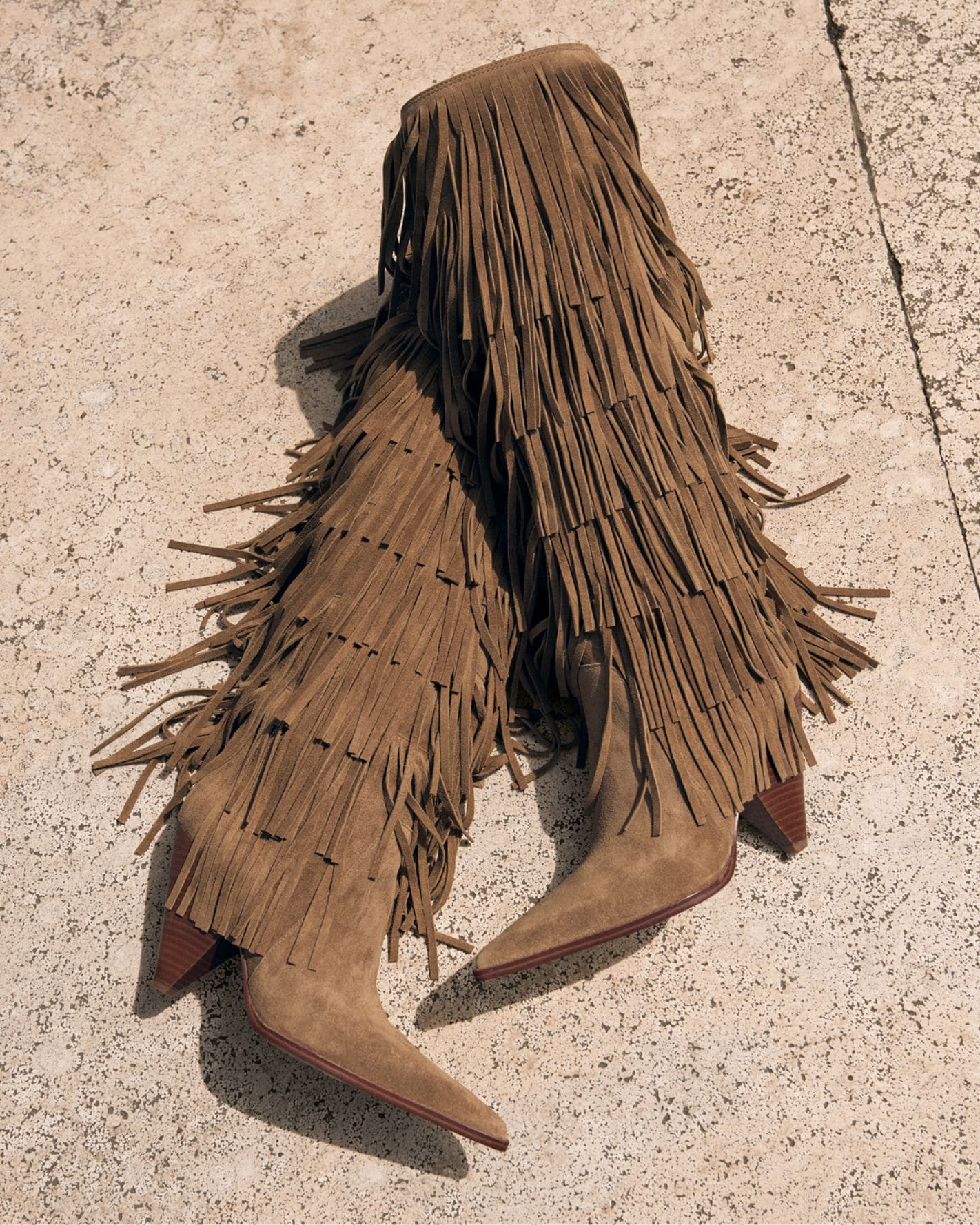 brown fringe suede boots