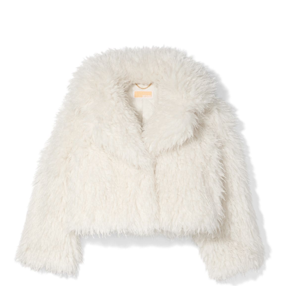 white faux fur peacoat