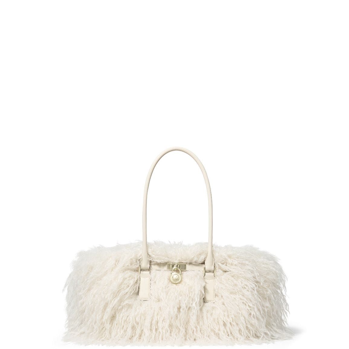 white faux fur hamilton shoulder tote