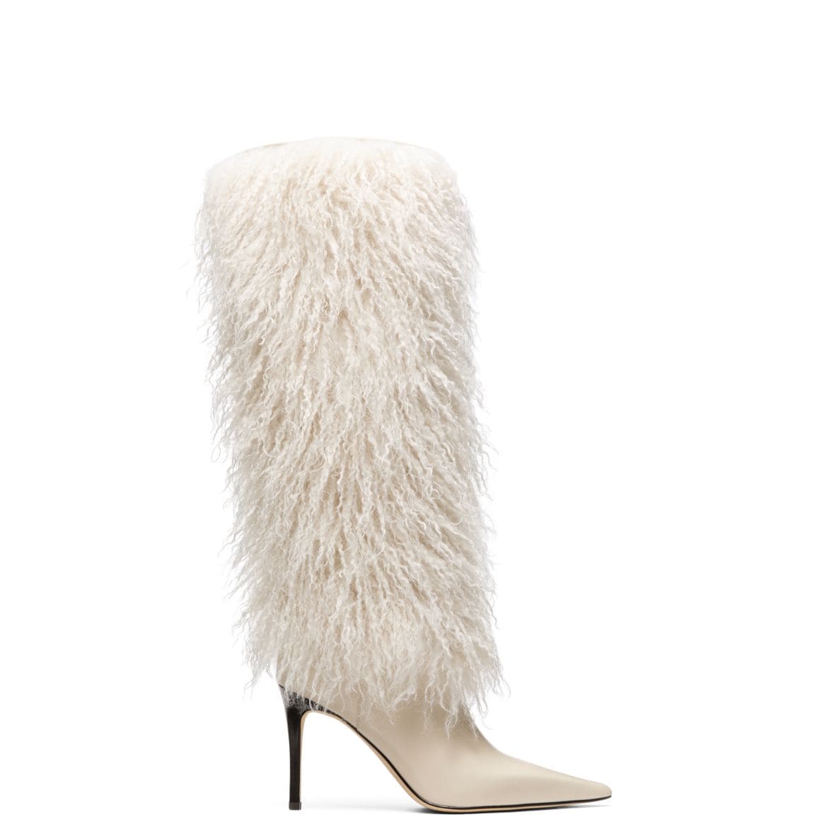 white faux fur boot