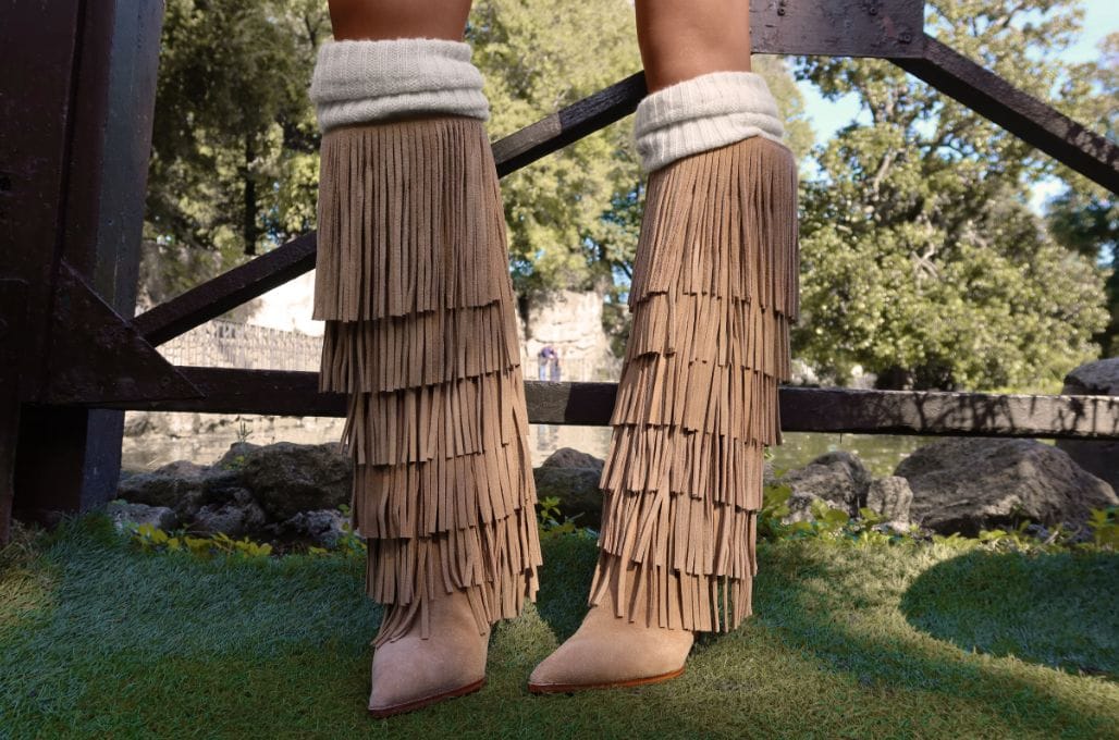 bottes en suède à franges