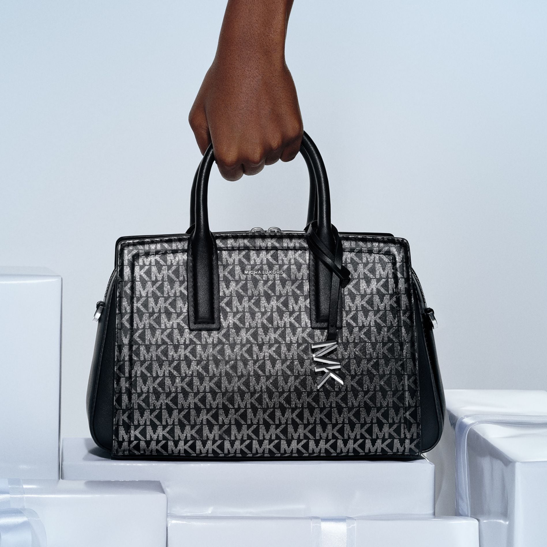 signature metallic satchel