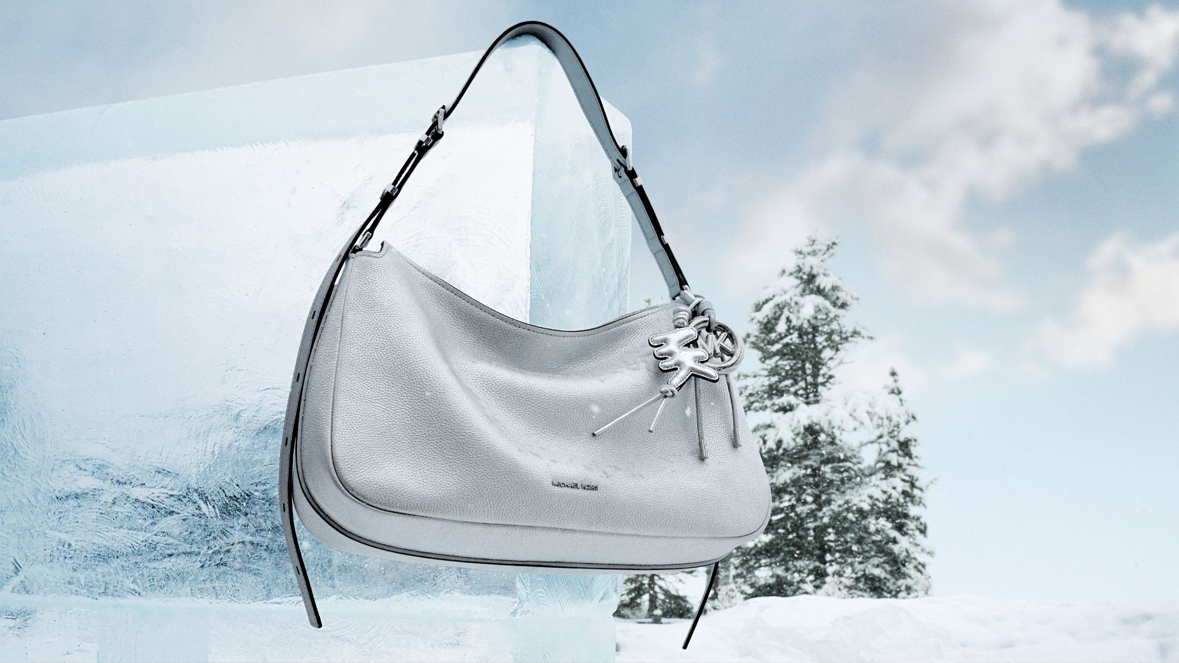 grey handbag with charms