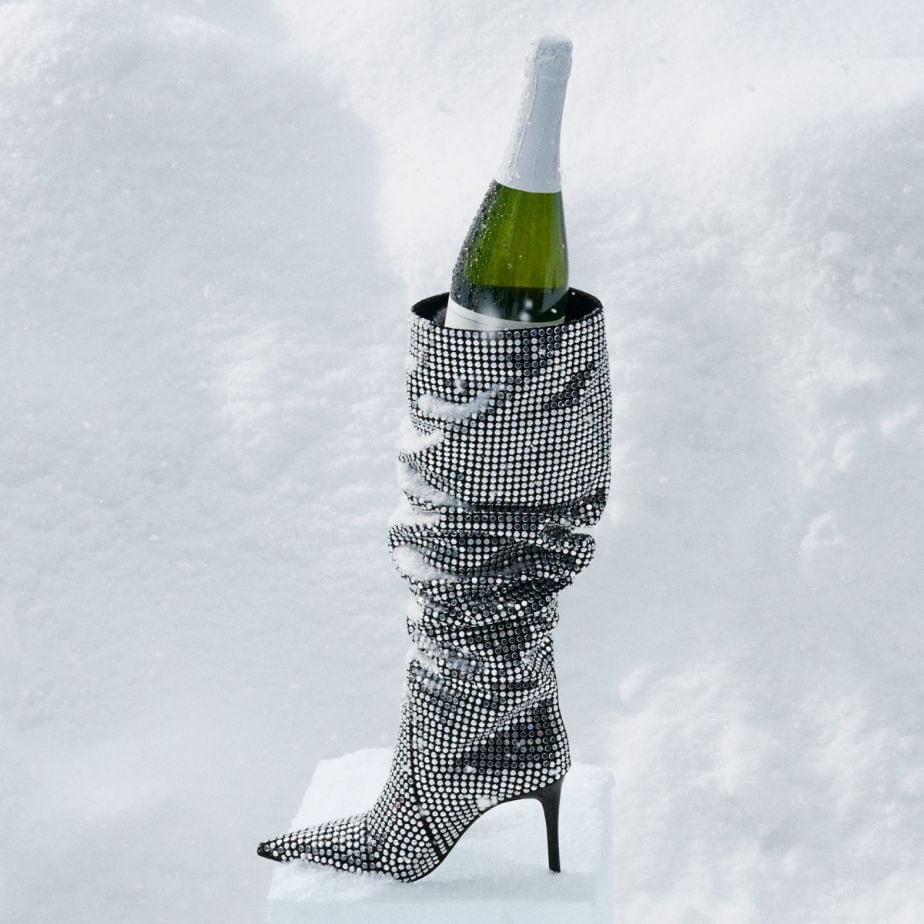 studded boot with champaign