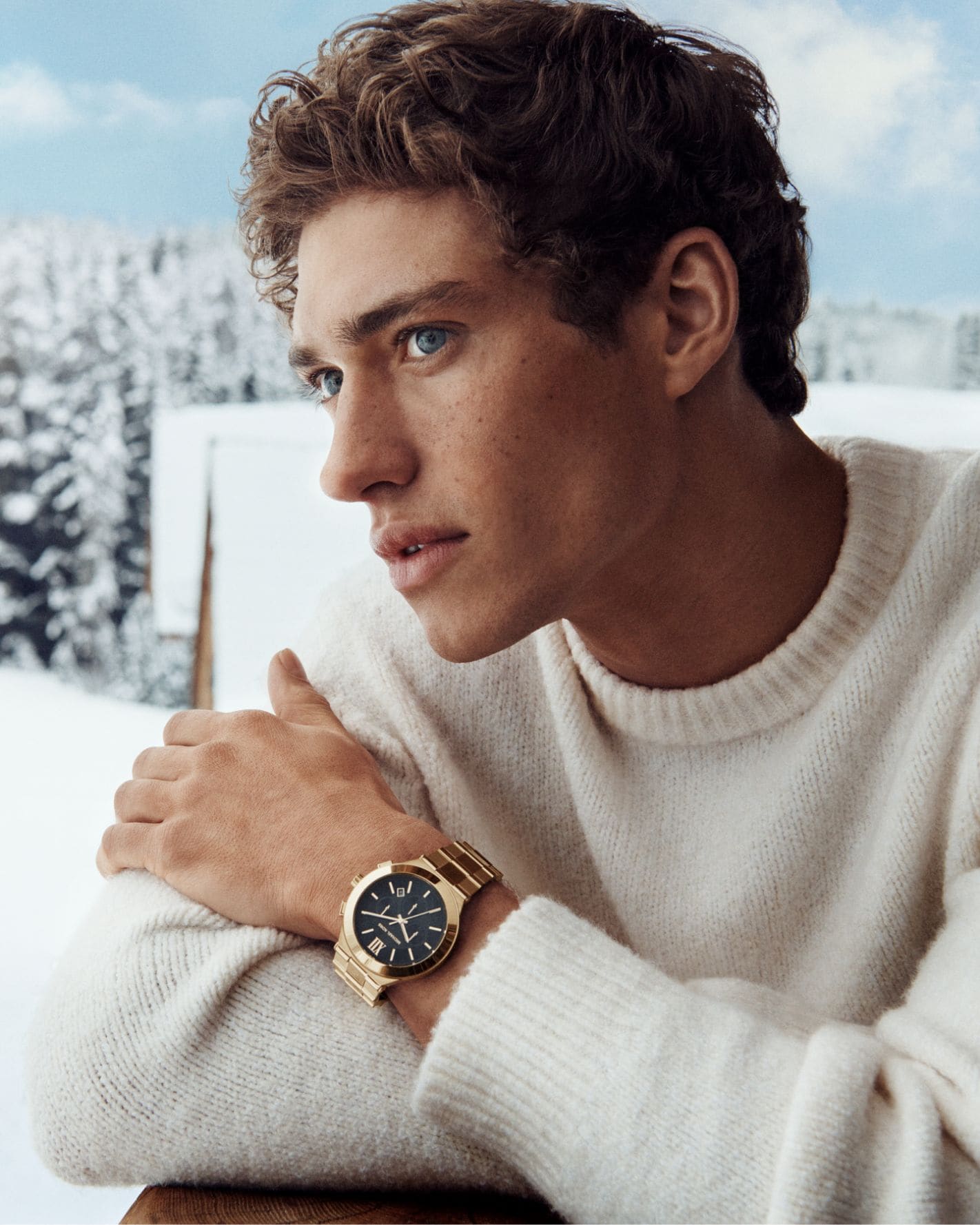 oversized sage gold-tone watch